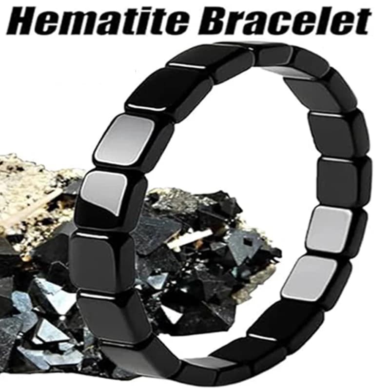 Bracelet en hématite naturelle noire pour hommes, bijoux de récupération, pierre d'hématite perlée, 