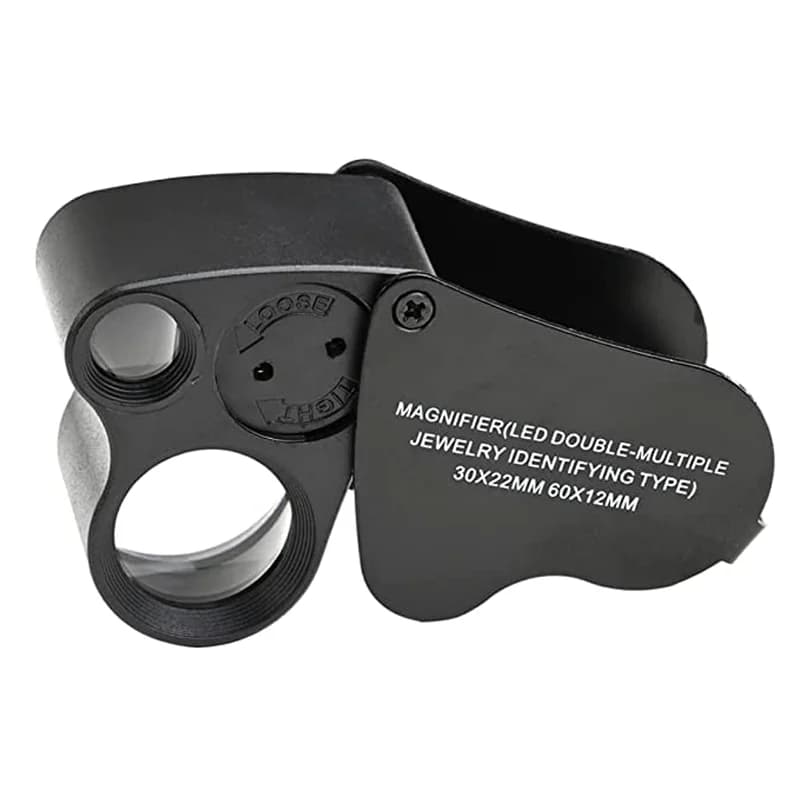 Loupe de bijoutier éclairée 30X 60X, Loupe de bijoux pliable avec lumière LED brillante pour pierres