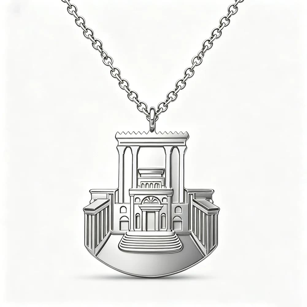 Collier pendentif juif Temple de Jérusalem Sainte (Béit HaMikdash) pour femmes et hommes, en acier i
