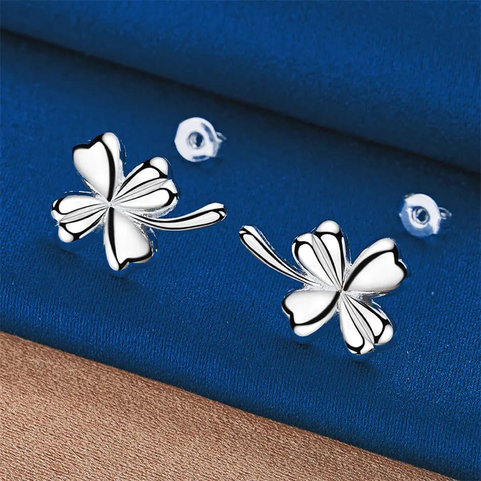 Boucles d'oreilles de luxe en argent Sterling 925 pour femmes, trèfle à quatre feuilles exquis, cade