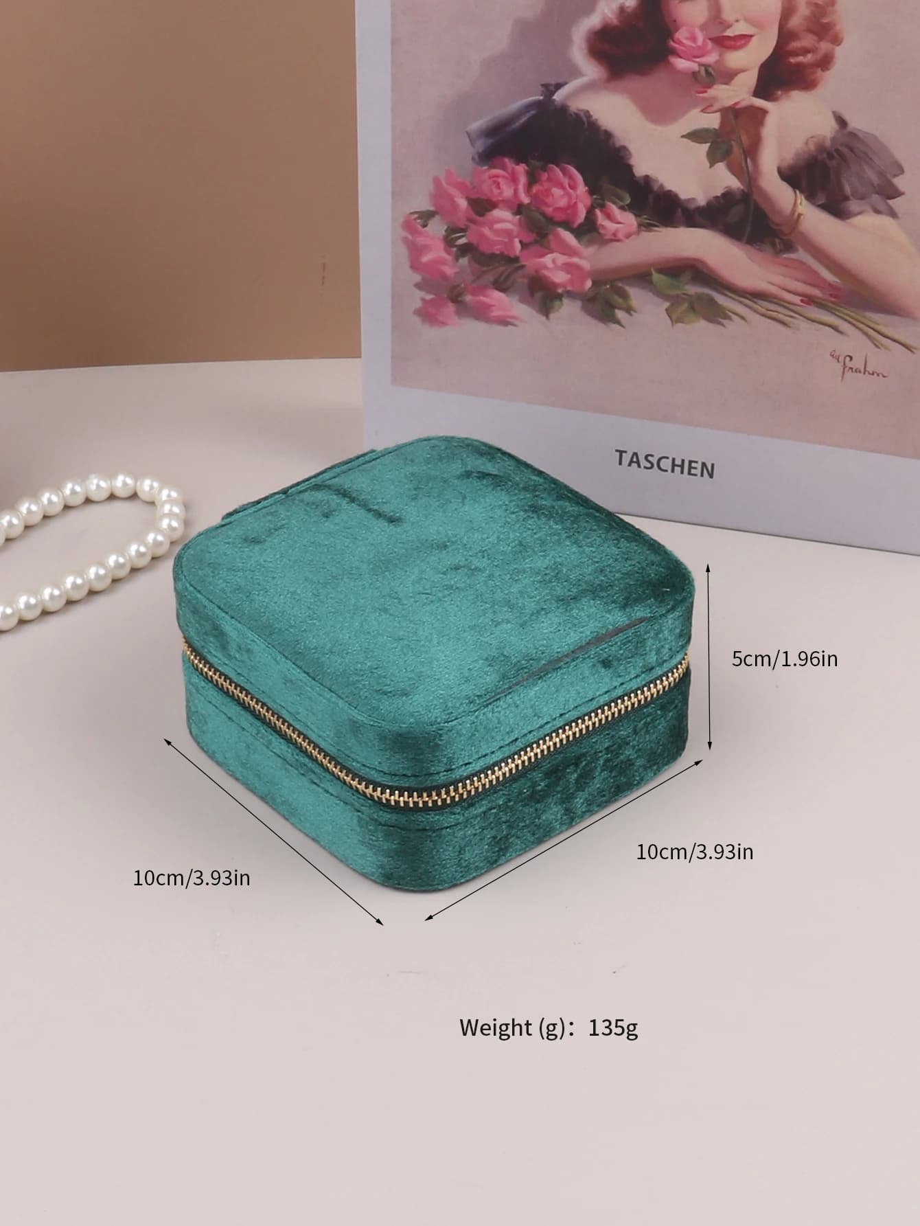 Boîte à bijoux en velours pour femmes, mallette de rangement de bijoux carrée géométrique, collier, 