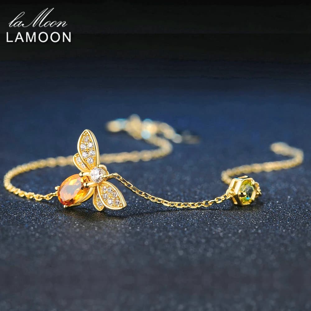 LAMOON-Bracelet équation en argent regardé 925 plaqué or 14 carats pour femme, bijoux de créateur po