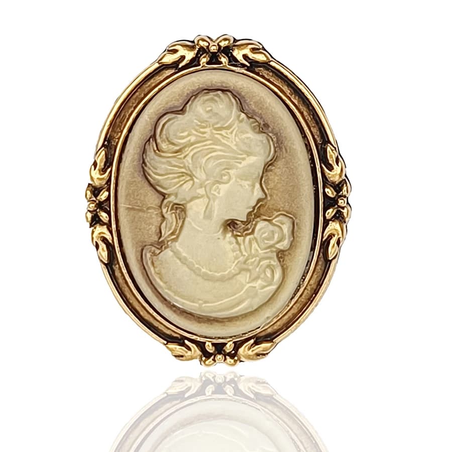 Broche hijab rétro plaquée argent pour femme, broche camée classique, accessoires de col de chemise,
