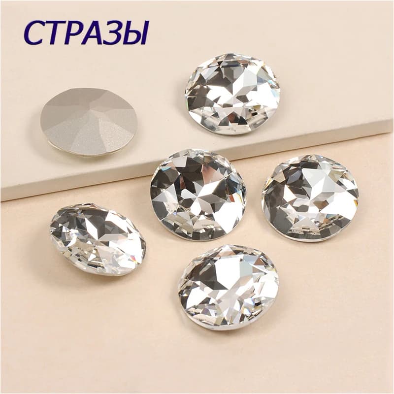 Grand strass rond en pierres précieuses 6A SW 27mm, pour l'artisanat, fleur en cristal Rivoli, brico