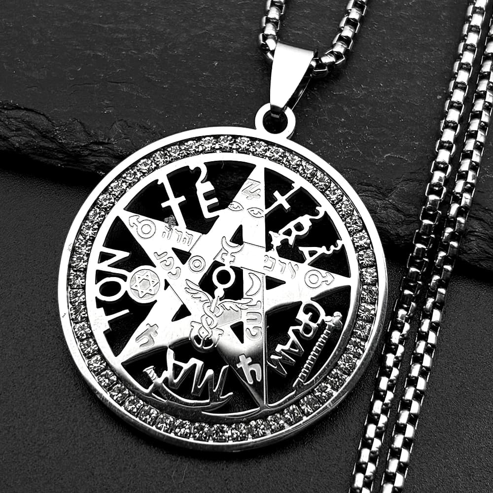 Collier Tetragrammaton en hébreu juif pour femmes et hommes, en acier inoxydable, avec strass, étoil