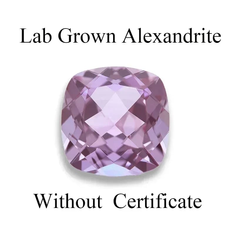 Pierre d'Alexandrite de laboratoire de forme carrée coussin, couleur violette, avec certificat AGL s