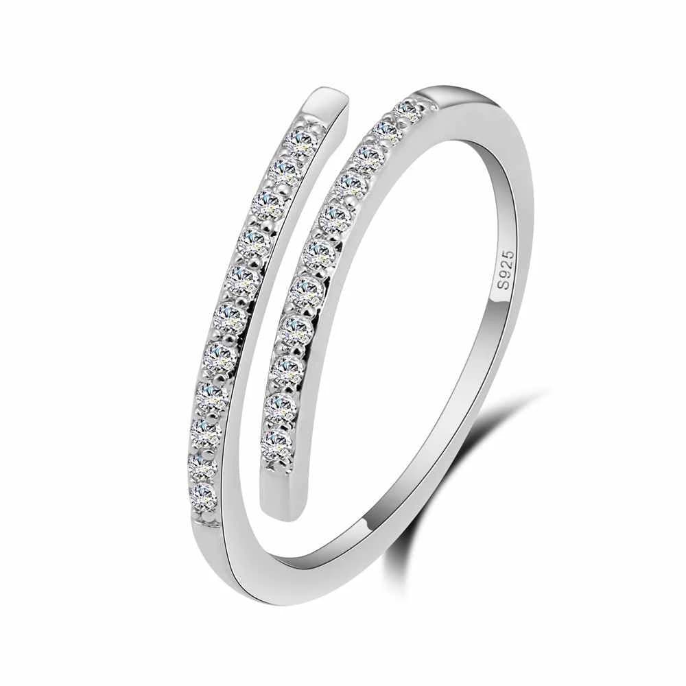 Beau Design de bague fine pour femmes, bijoux redimensionnables, couleur argent Sterling 925, Zircon