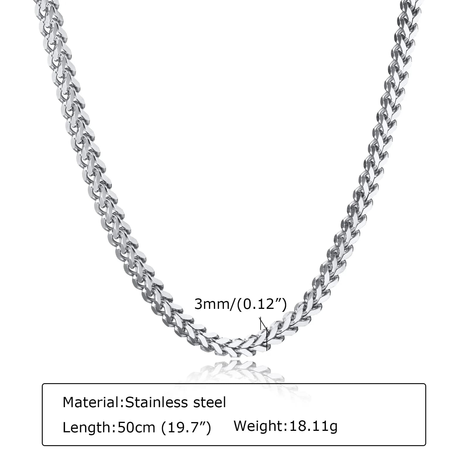 Tire JONecklace-Collier en acier inoxydable pour hommes et garçons, optique de 3mm, cadeaux de bijou