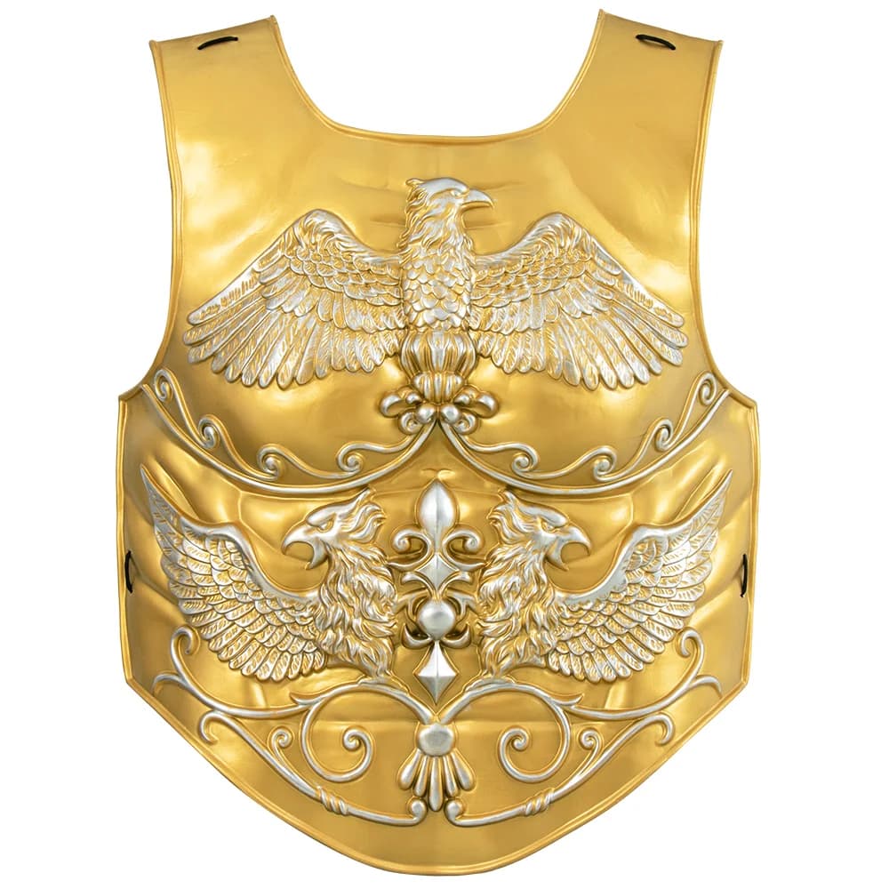 2026 Plastron d'aigle de style romain, armure gaufrée argent et or, accessoire de costume médiéval L