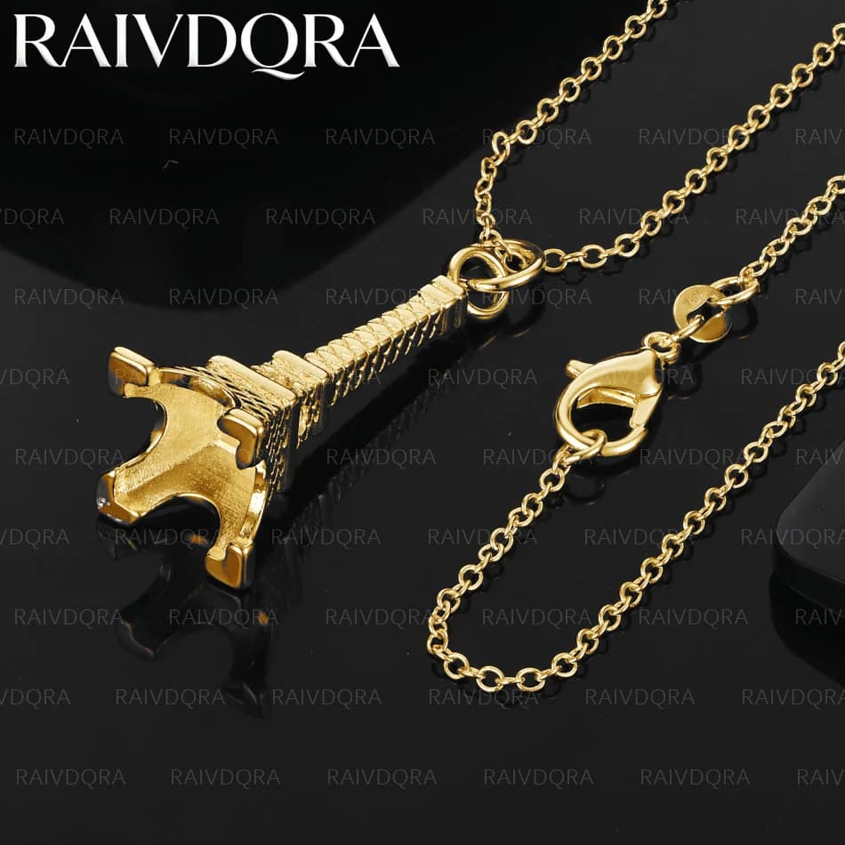 Collier pendentif Tour Eiffel plaqué or 18 carats pour femmes et hommes, tendance, cadeaux d'anniver