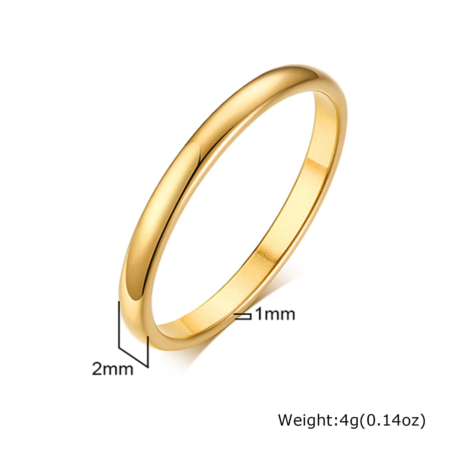Bague de fiançailles en acier inoxydable pour femmes et hommes, couleur or, tailles américaines 4 5 
