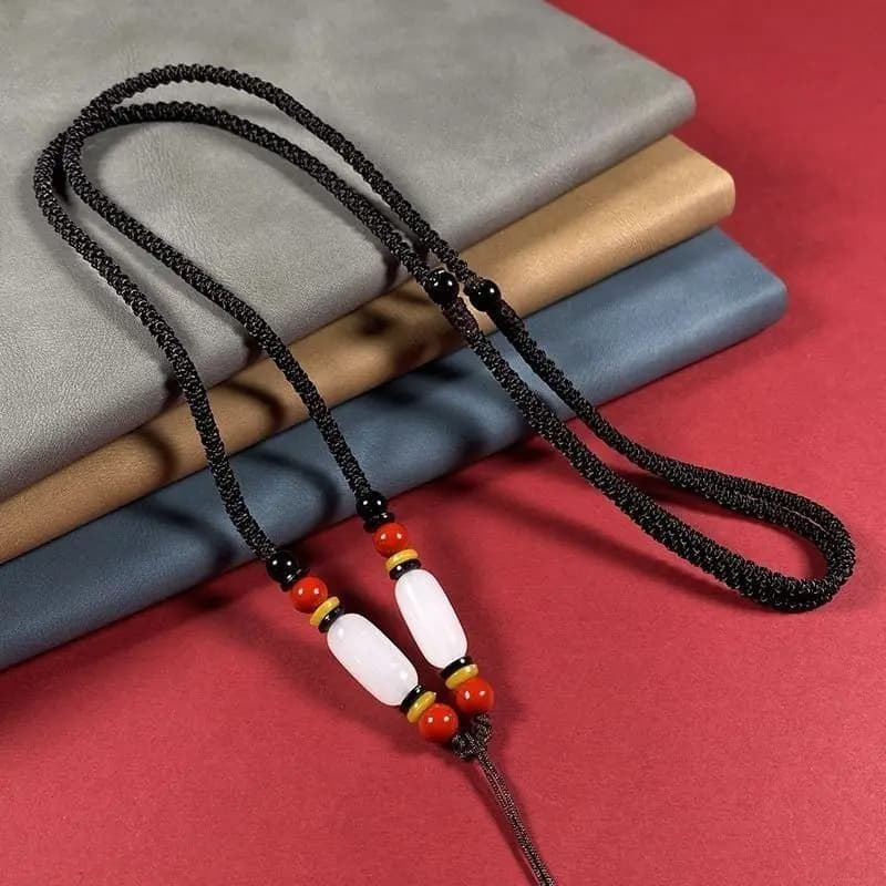 Nouveau cordon perlé en jade, chaîne de collier unisexe avec pendentif Bouddha en jade