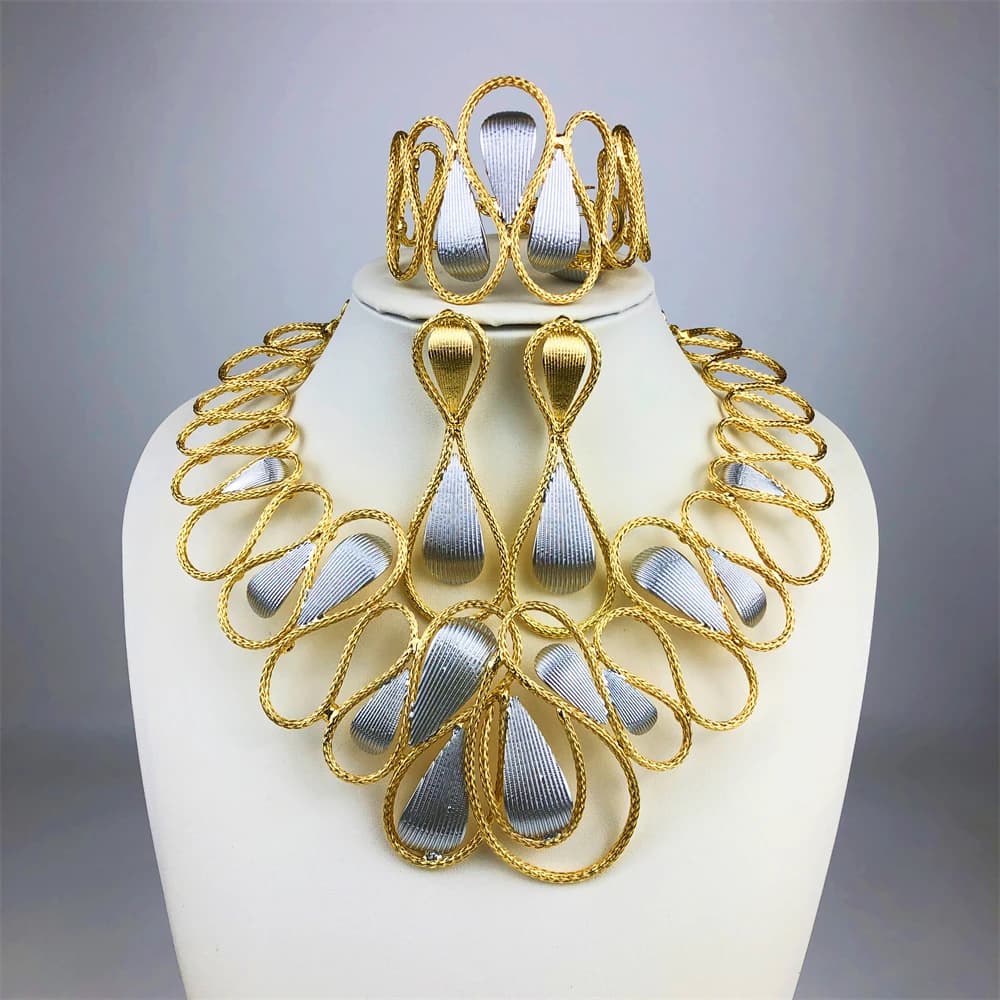 Ensemble de bijoux de mode classique Esale pour femmes, plaqué or 18 carats, ensemble complet de bij