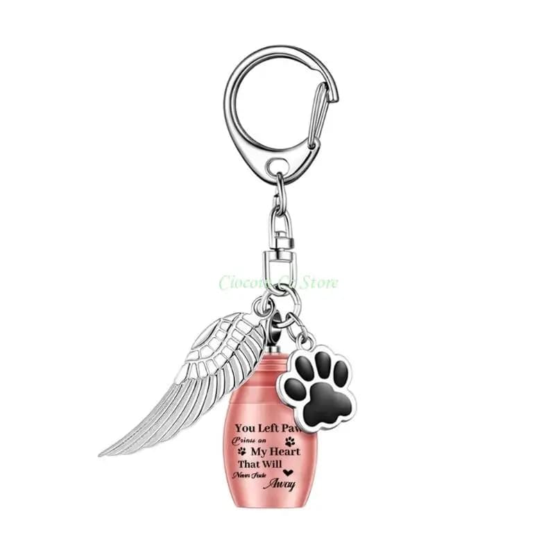 Porte-clés commémoratif pour animaux compagnie en acier inoxydable X90F, avec breloque aile compagni