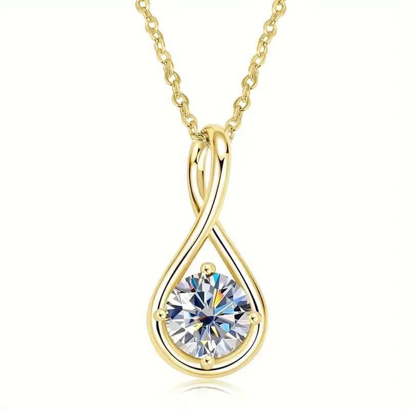Collier pendentif en argent sterling 925, forme infini torsadé, goutte d'eau, moissanite multicolore