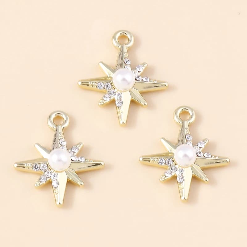 Leslie 5 pièces exquis or argent couleur cristal croissant de lune étoiles breloques pour boucles d'