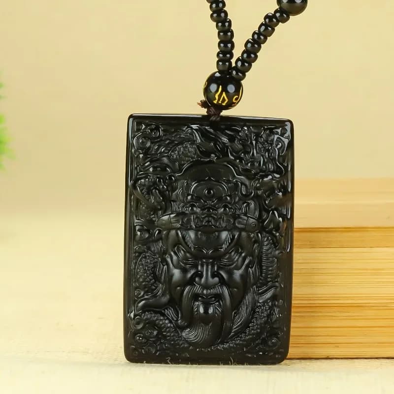 Collier pendentif en obsidienne pour homme, élégant, accessoires de mode