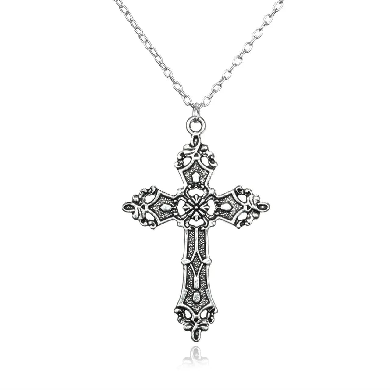 Goth bijoux rouge noir cristal croix pendentif collier pour femmes hommes gothique Punk colliers ras