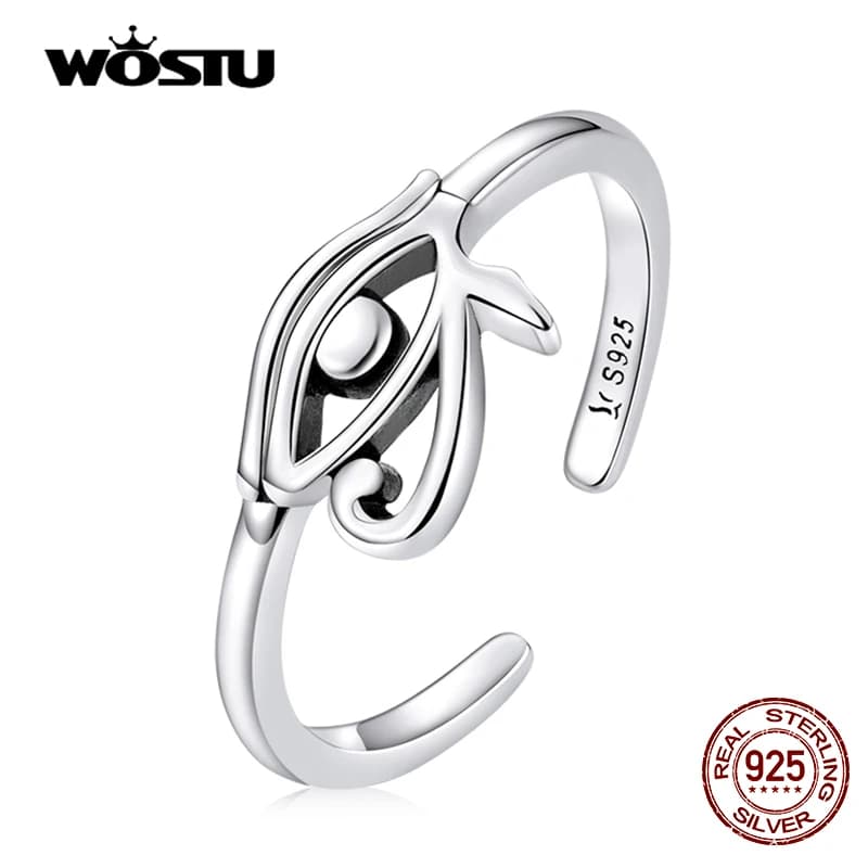 WOSTU 925 argent Sterling oeil d'horus Protection chanceux creux anneaux ouverts pour les femmes fem