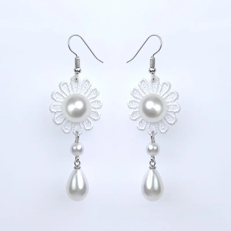 Collier de perles blanches, ras du cou en dentelle de mariée à la mode, collier de mariée, boucles d