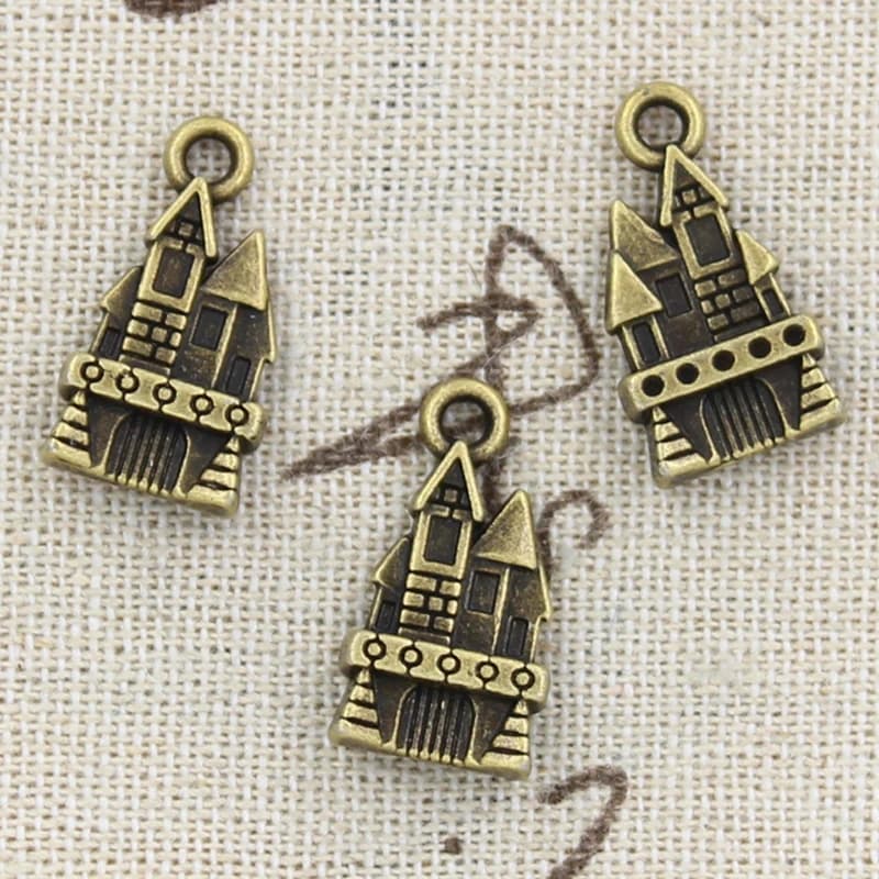 8 pièces breloques château maison 21x11mm Antique fabrication pendentif ajustement, Vintage tibétain