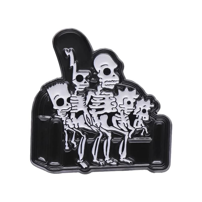 Broche crâne Punk Sitcom animée, épingles en émail, broches métalliques de dessin animé drôle, Badge