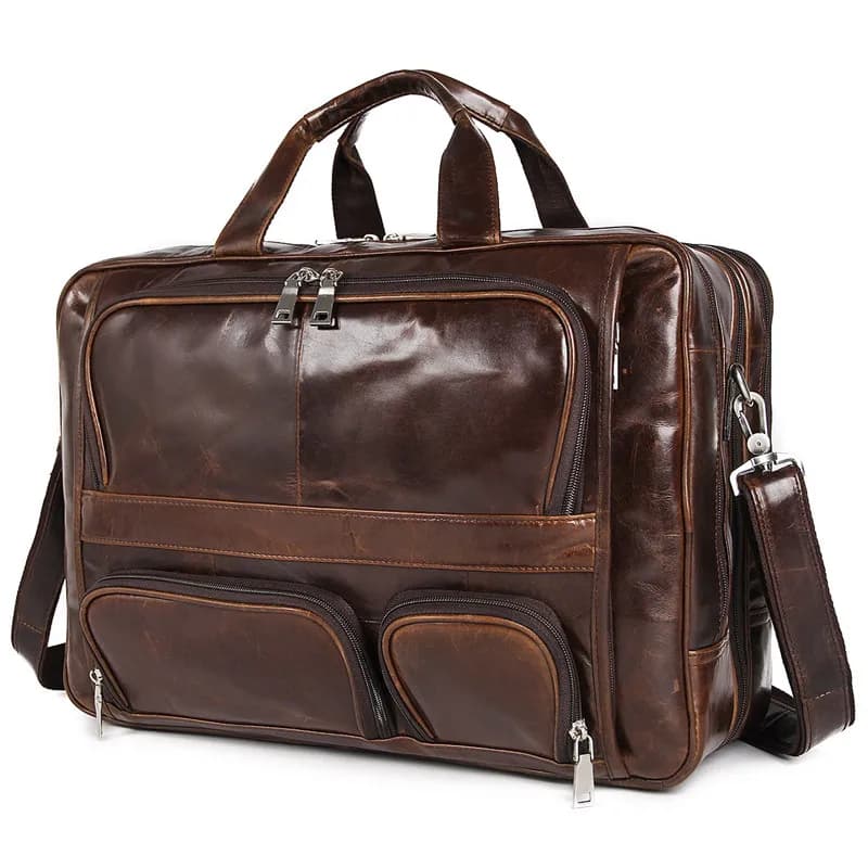 Sac à main de luxe en cuir véritable pour hommes, sac à bandoulière de grande capacité, sac de voyag