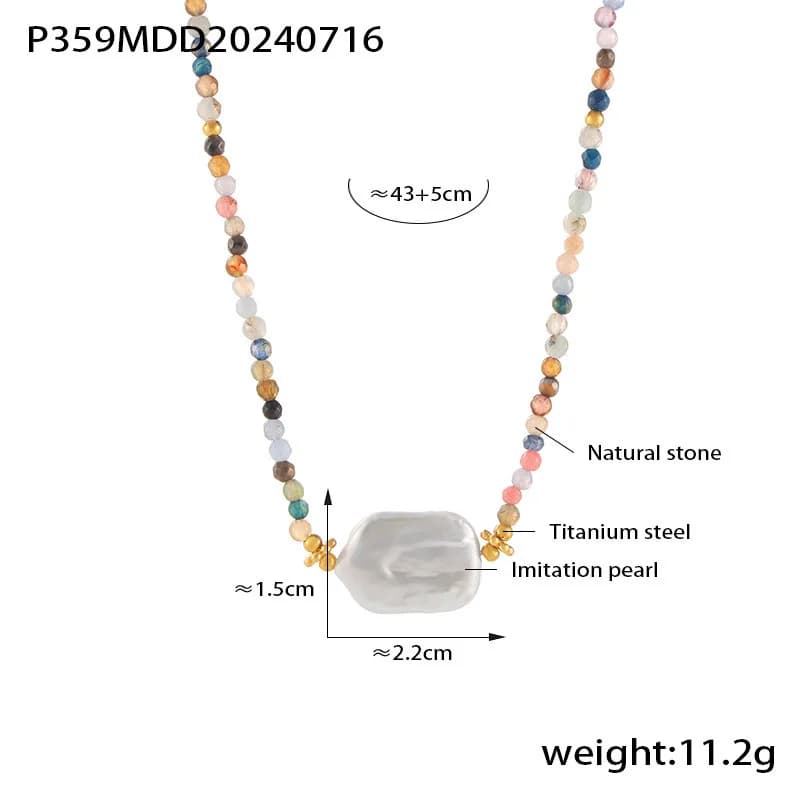 Collier de Charbon Naturel Baroque pour Femme, Perle Colorée, Bijoux à la Mode, Cadeau Populaire, 21