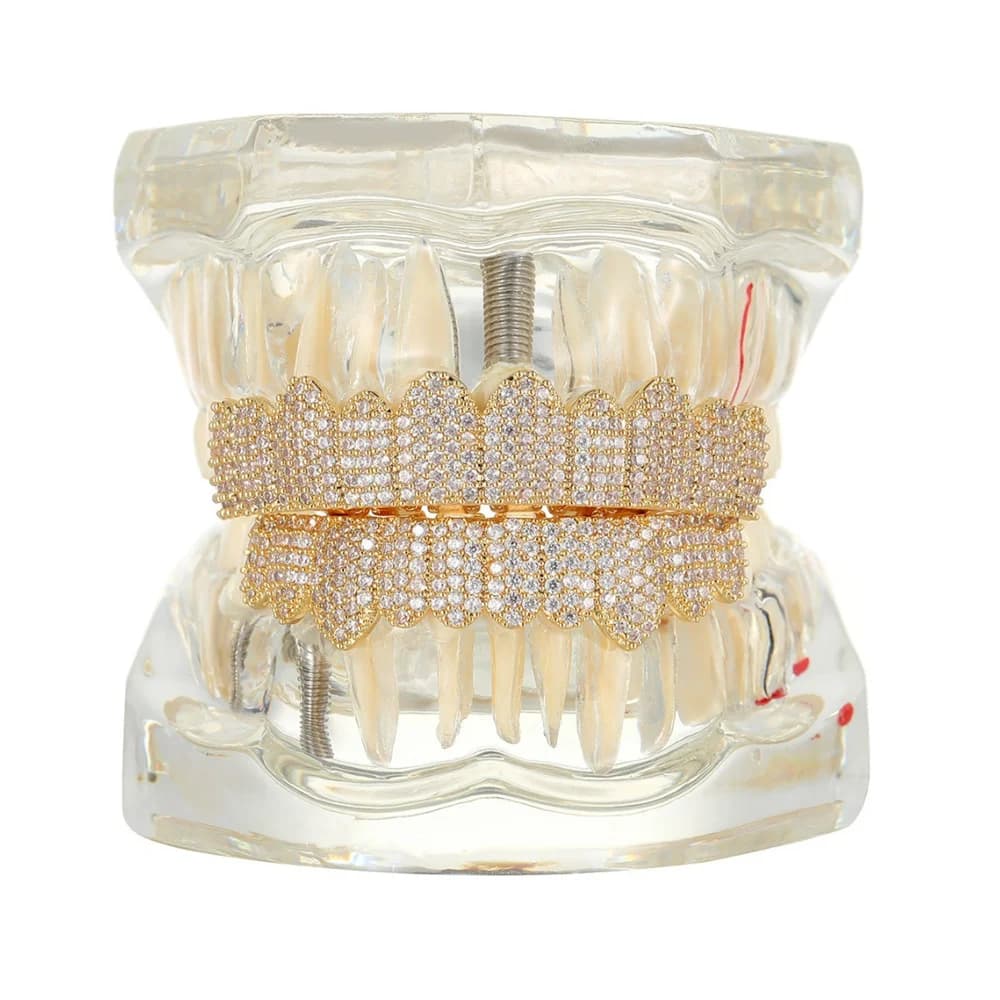 Anztilam Bling glacé dents Grillz plein Zircon grilles hommes femmes Hip Hop dents grilles casquette