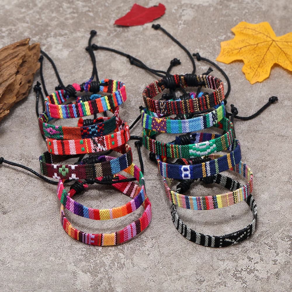 Ensemble de bracelets colorés pour femmes et hommes, ULtressée en tissu ethnique, accessoires de bij