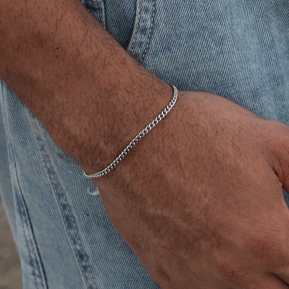 Bracelet chaîne cubaine en acier inoxydable de 3mm pour hommes, accessoires de bijoux Hip Hop de rue