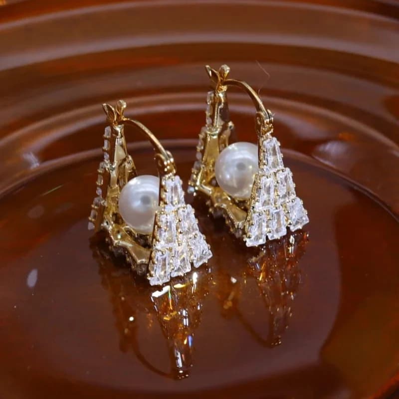 Boucles d'oreilles en zircon noir plaqué or 14K, nouveau design coréen, bijoux à la mode, accessoire