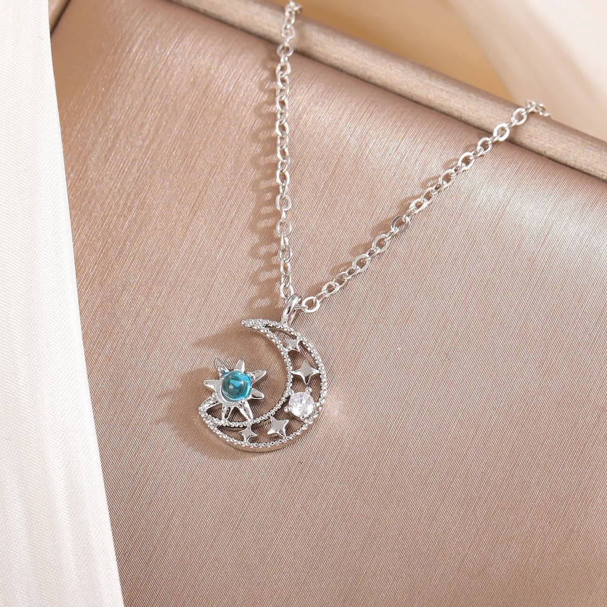 Nouveaux magnifiques colliers en argent sterling 925 faits à la main, de luxe, bleu clair de lune, a