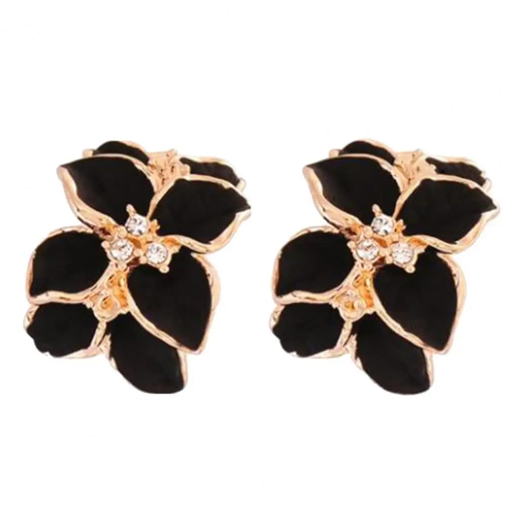 Boucles d'oreilles fleur de gardénia pour femmes, clous d'oreille incrustés de biscuits, cadeau de b