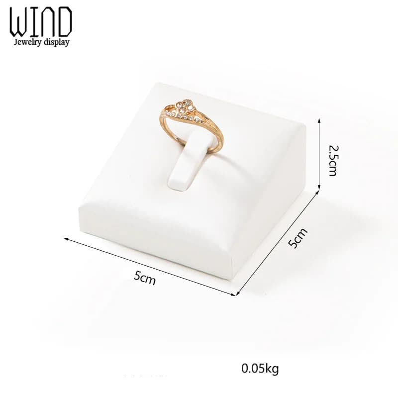 Présentoir à bijoux en cuir blanc, porte-bague, vitrine, comptoir, armoire, rangement pour matiques,