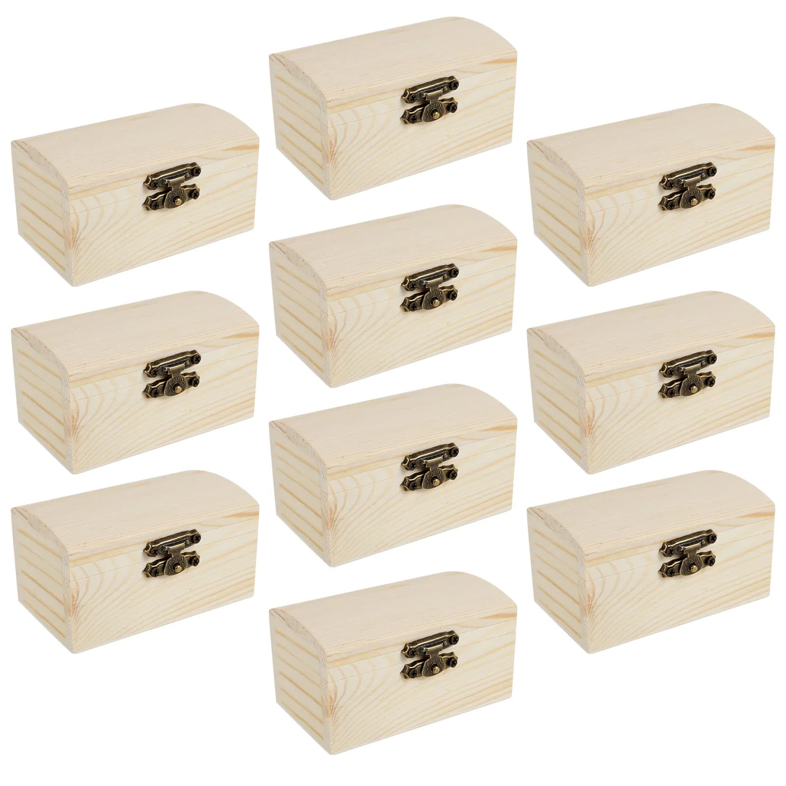 Boîte de rangement de bijoux 10 pièces, Mini boîte à souvenirs en bois inachevé avec couvercle, boît