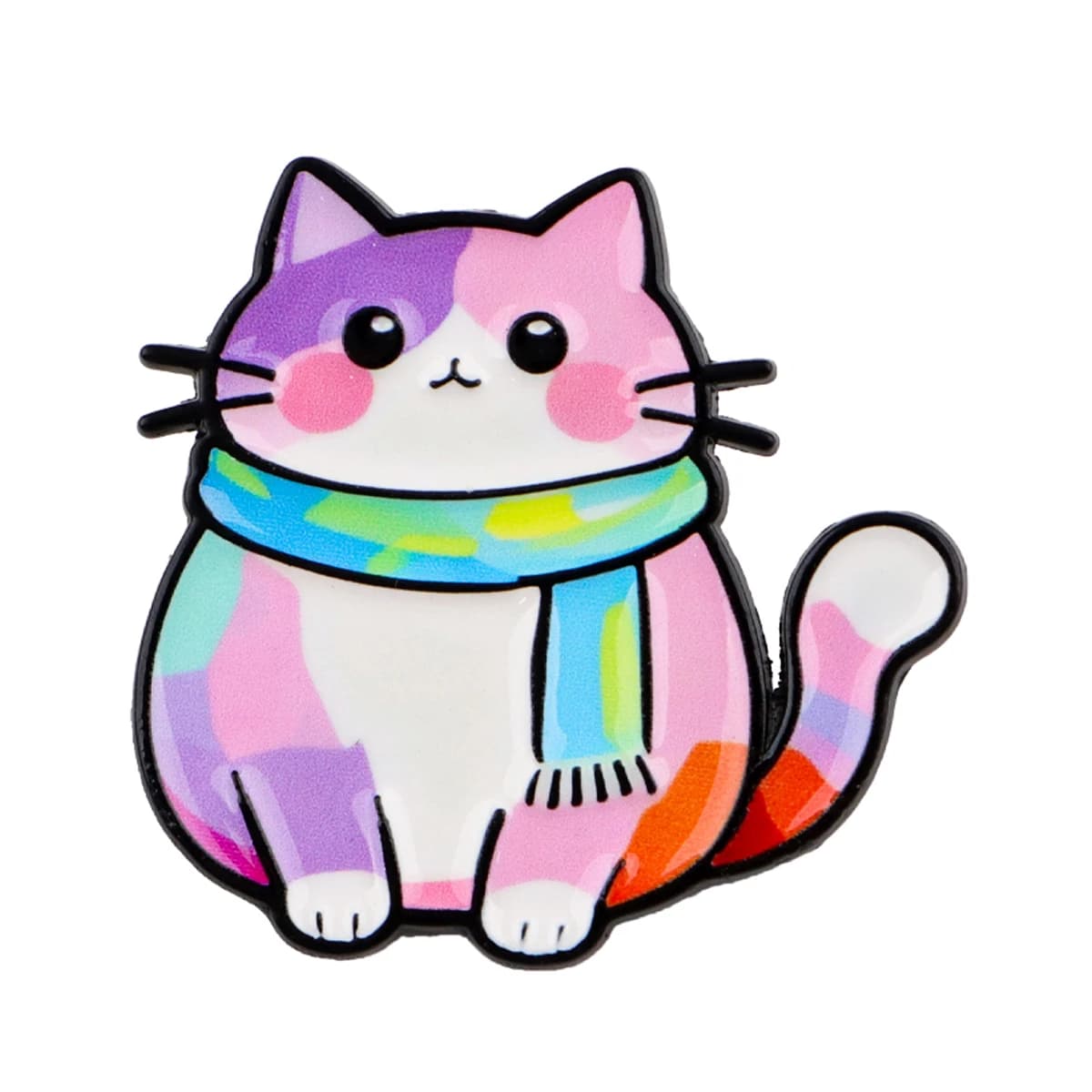 Broche en forme de chats colorés en émail, broches d'animaux de dessin animé, Badge en métal sur sac