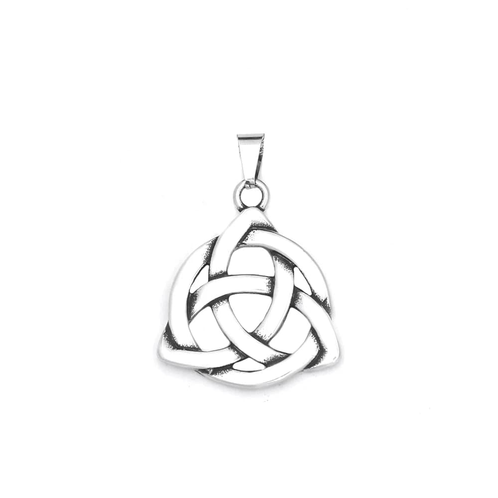 Collier pendentif nœud triquetra vintage classique pour femme et homme, acier inoxydable, amulette V