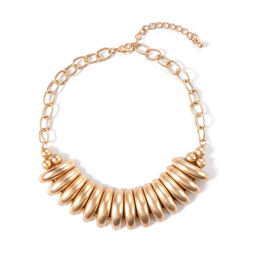 Collier bavoir épais en or avec maillons ovales audacieux, détail de chaîne, bijoux de déclaration à