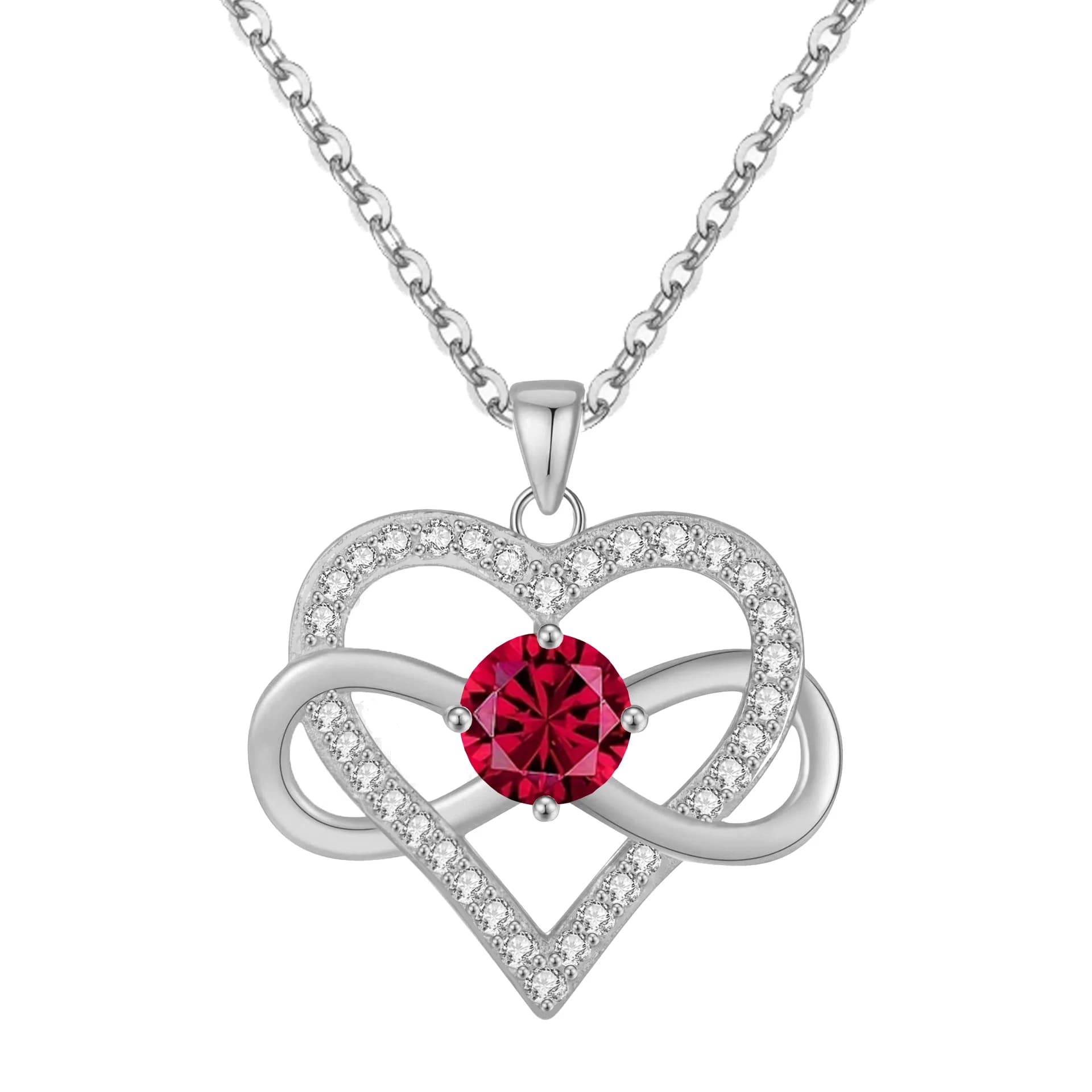 Collier Cœur Mobius avec Pendentif Zircon Coloré 2026 – Design Creux – Cadeau Parfait pour Anniversa