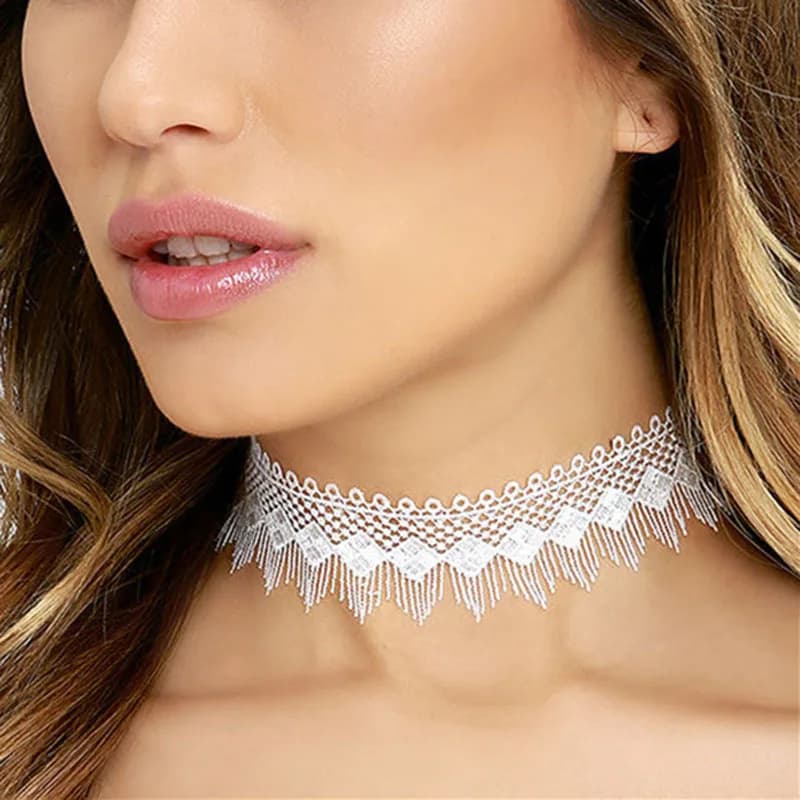 Mode nouveau collier en dentelle noir blanc collier femme clavicule tour de cou filles fête d'annive