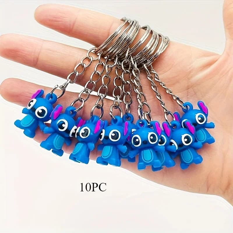 Ensemble de porte-clés en Silicone Disney Stitch, 10 pièces, accessoires pour bébé interstellaire de