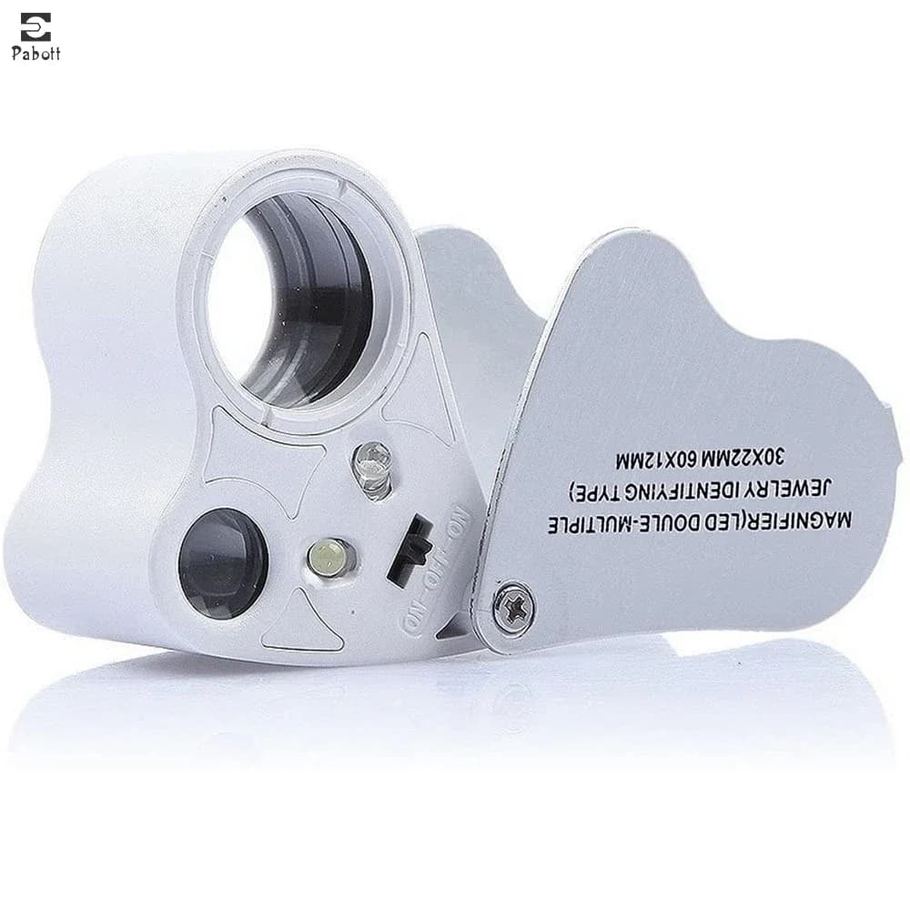 Loupe d'horloger illuminée 30X 60X, loupe pliable pour bijoux avec lumière LED brillante pour pierre