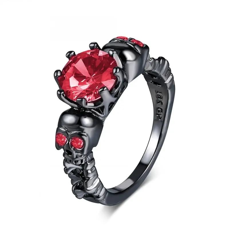 Bague tête de mort pour femme, style punk, cubique, Zunderes, Aonia Modules, noir, or, document, coc