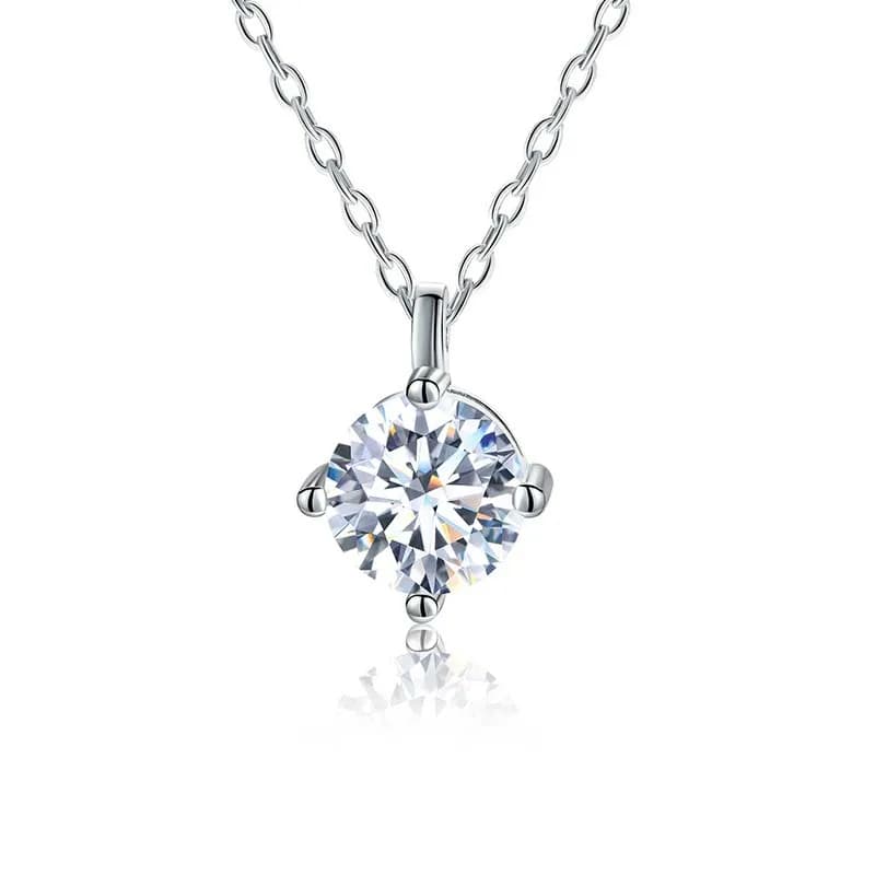 Collier pendentif rond classique en moissanite certifiée de luxe pour femmes, chaîne en argent sterl