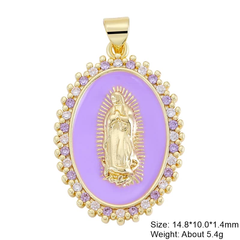 Juya 18K plaqué or perle coquille émail chrétien Saint vierge marie breloques pour bricolage chapele