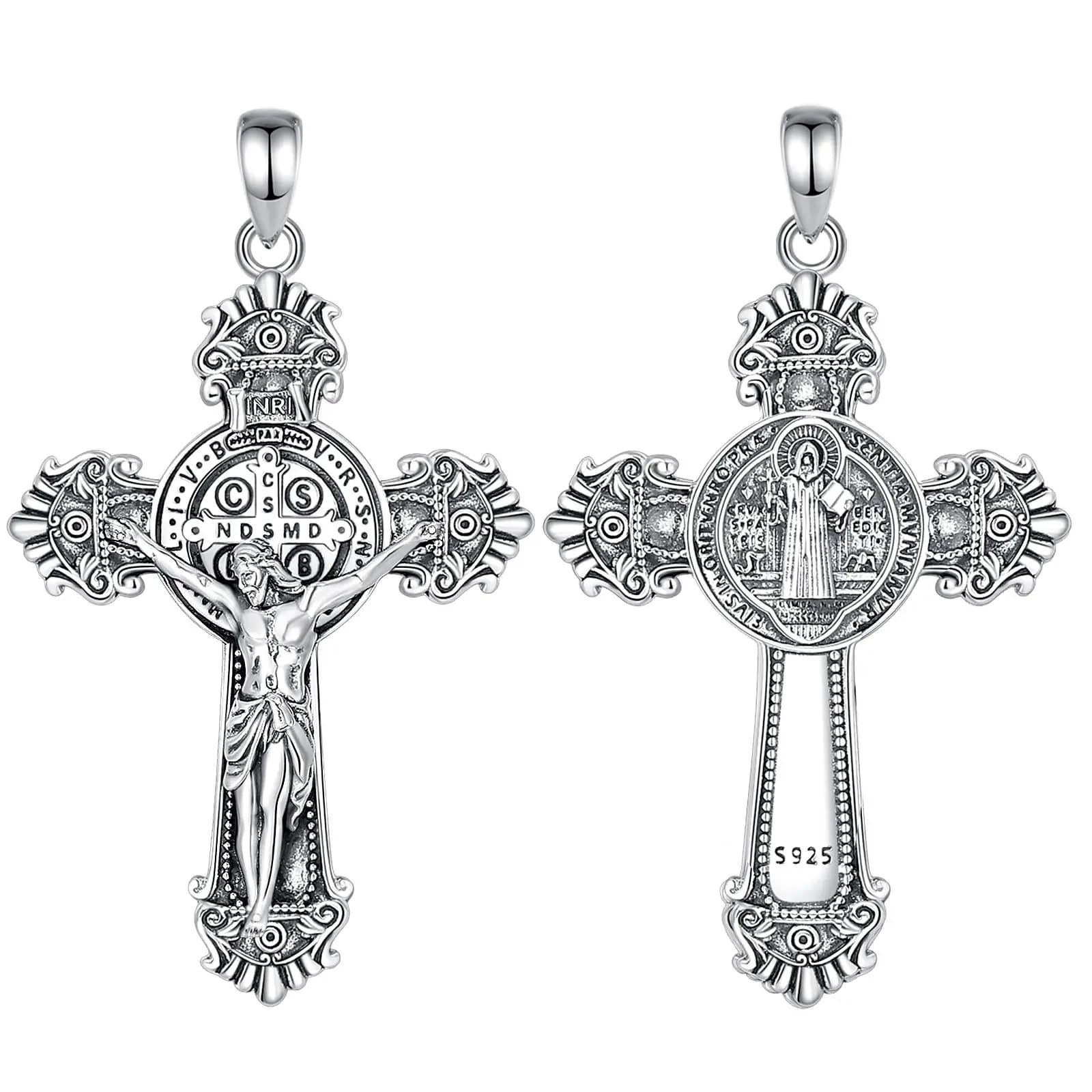 Eudora-Collier médaille Saint Benoît en argent regardé 925 pour hommes et femmes, amulette croix San
