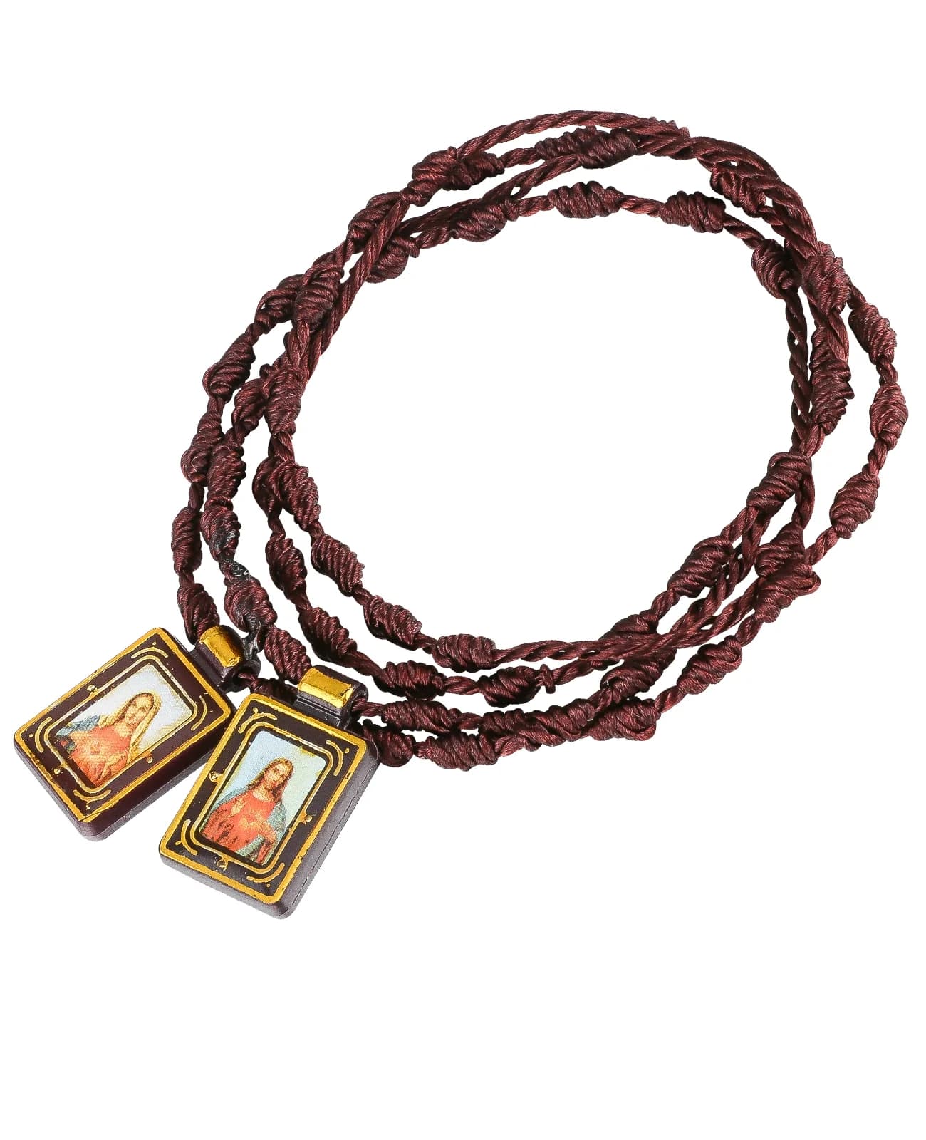 Cœur sacré catholique jésus cordon tressé chaîne collier scapulaire coeur immaculé vierge marie méda