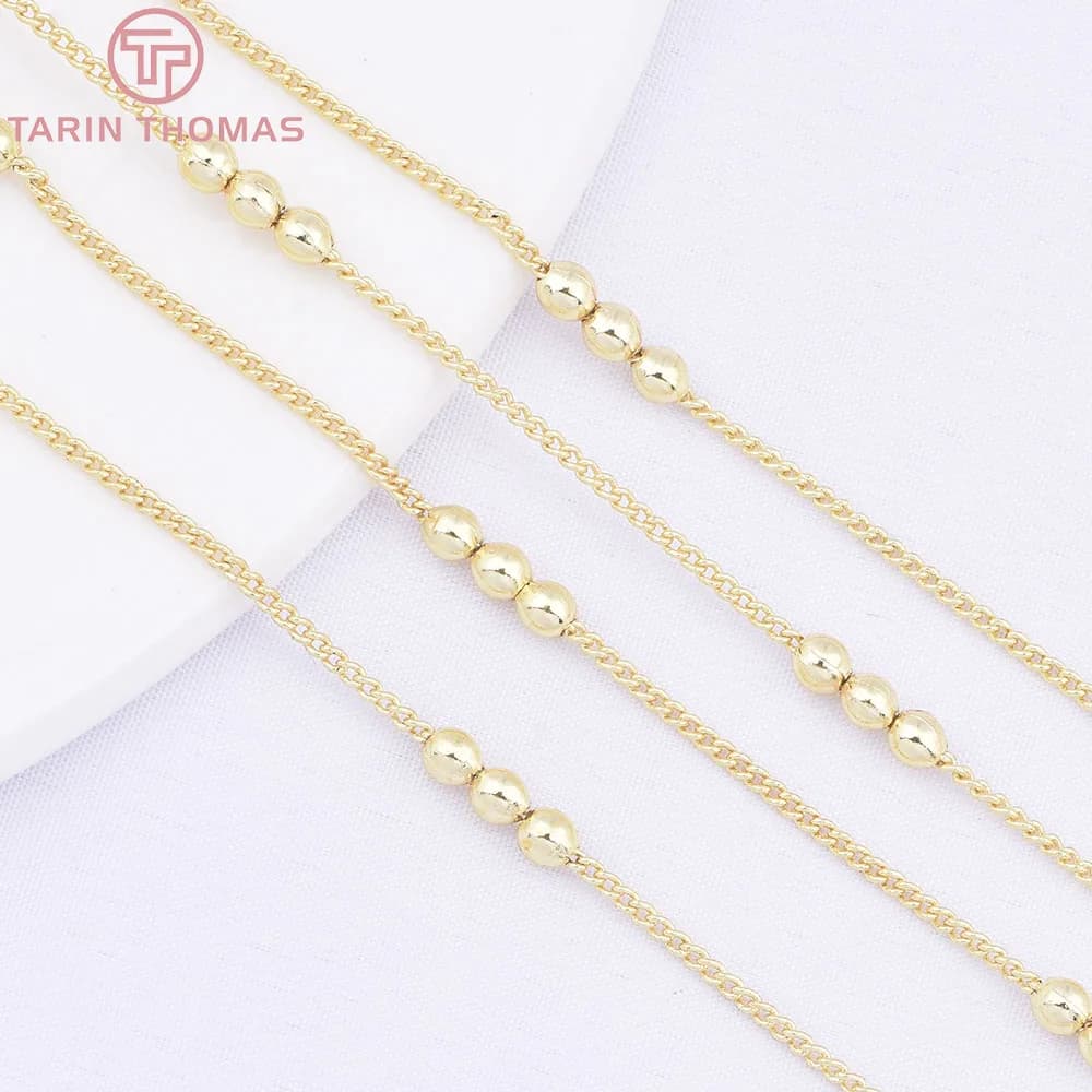 JOBeads-Collier et Bracelet en Or 24K de Haute Qualité, Accessoires de Bijouterie Artisanale, 3mm, 2