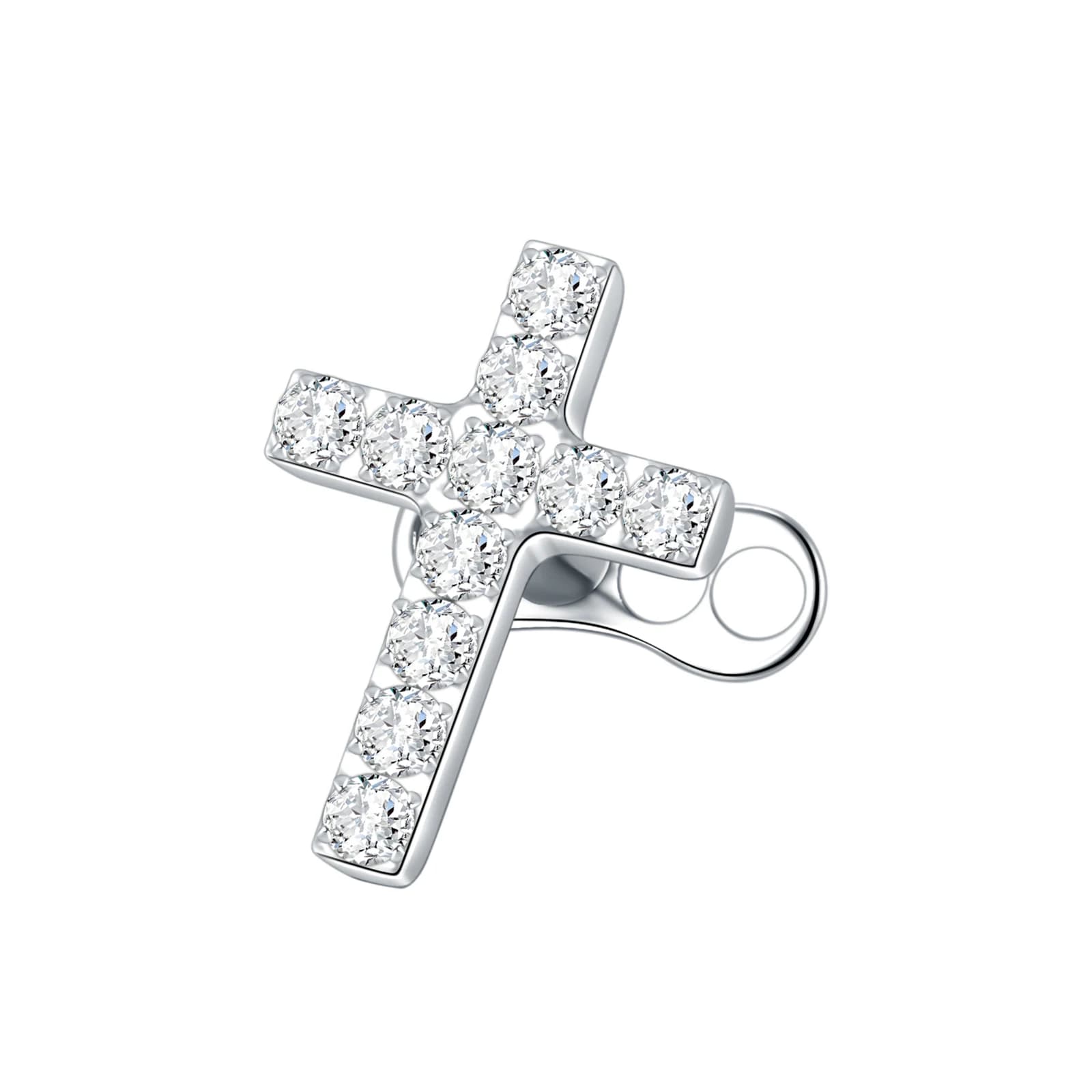 Haut d'ancre cutanée en titane, cœur, croix, avec Base, Micro piercing cutané, Surface de plongeur c